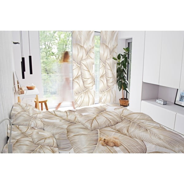 Zavesa iz bombažnega satena v zlati barvi 110x170 cm Golden Leaves – Butter Kings-image-1