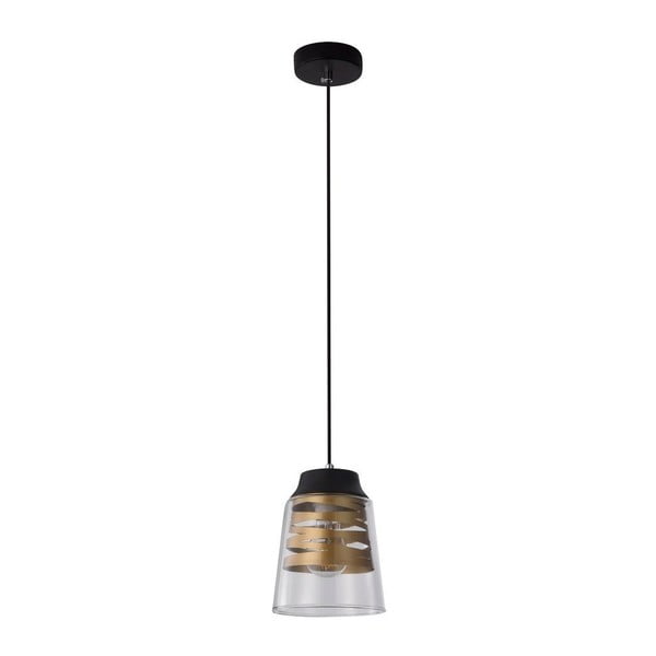 Črna viseča svetilka s steklenim senčnikom Fresno - Candellux Lighting