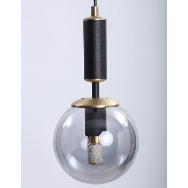 Črna/siva viseča svetilka s steklenim senčnikom ø 15 cm Hector – Squid Lighting-image-1