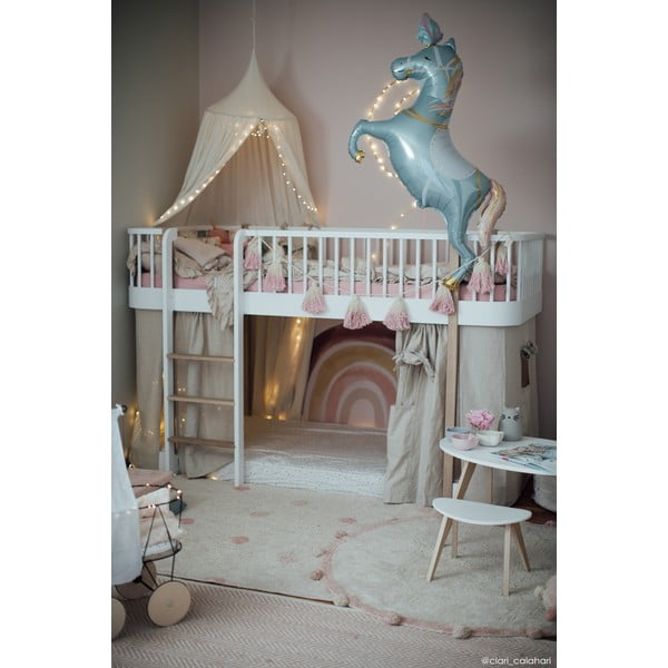 Kremno bela pralna ročno tkana bombažna otroška preproga ø120 cm Bubbly Vintage Nude – Lorena Canals-image-4