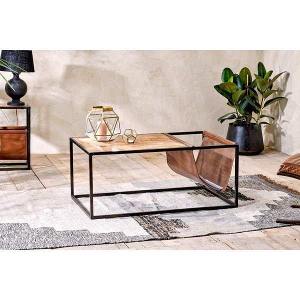 Nkuku Alera kavna mizica iz mangovega lesa in usnja-image-1