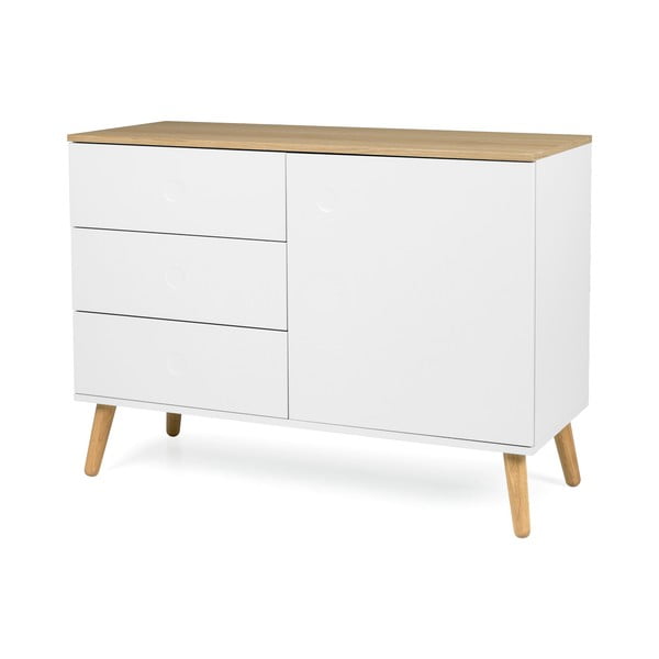 Bela nizka komoda v hrastovem dekorju 109x79 cm Dot – Tenzo-image-2