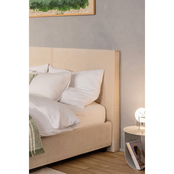 Bež oblazinjena zakonska postelja s prostorom za shranjevanje z letvenim dnom 180x200 cm Myra Bold – Bonami Selection-image-3