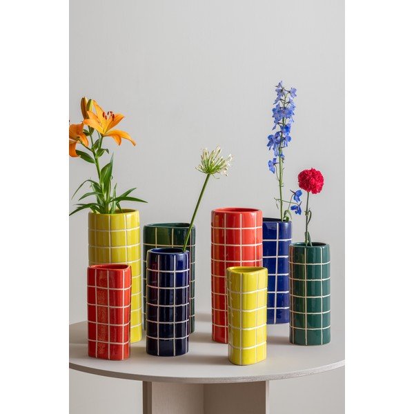 Temno zelena keramična vaza (višina 30 cm) Retro Tiles – PT LIVING-image-1