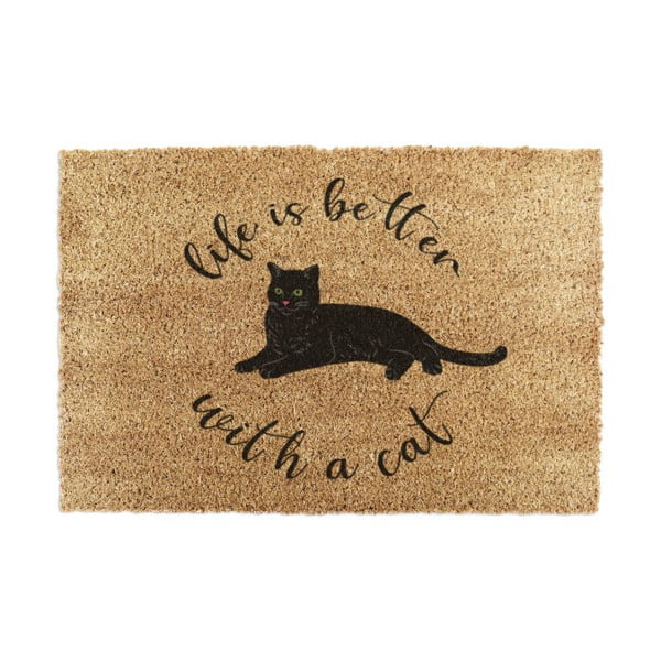 Predpražnik iz kokosovih vlaken 40x60 cm Life Is Better With a Cat – Artsy Doormats