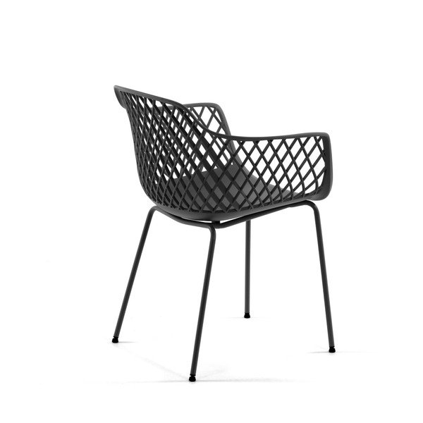 Temno siv kovinski vrtni stol Quinn – Kave Home-image-1