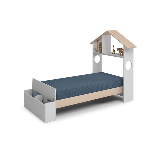 Bela/naravna otroška postelja v borovem dekorju v obliki hiške s prostorom za shranjevanje 90x190 cm Odessa – Marckeric-image-3