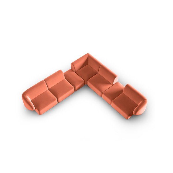 Rožnata žametna kotna sedežna garnitura Paolo – Milo Casa-image-1