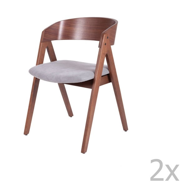 Komplet 2 jedilnih stolov s sivo sedežno blazino sømcasa Rina