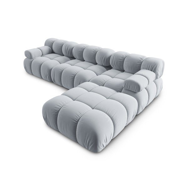 Svetlo modra žametna kotna sedežna garnitura (desni kot) Bellis – Micadoni Home-image-4