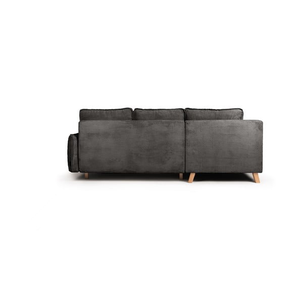 Siva raztegljiva kotna sedežna garnitura iz rebrastega žameta (levi kot) Tori – Bonami Selection-image-4