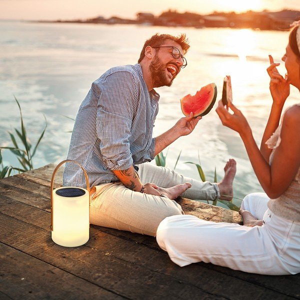 Belo-rjava LED namizna svetilka (višina 34 cm) Bari – Fischer & Honsel-image-1