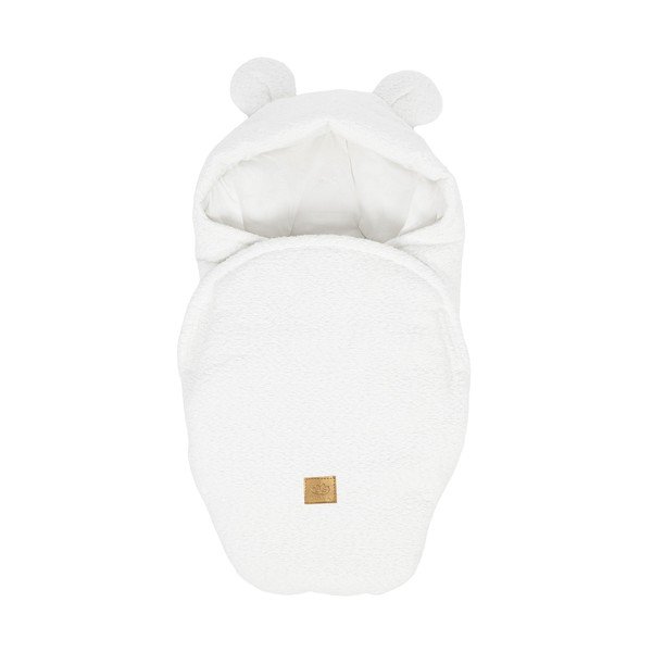 Bela odeja za povijanje dojenčka iz tkanine bouclé 45x80 cm – Meowbaby