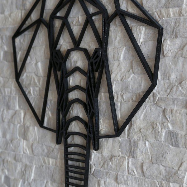 Črna stenska dekoracija Elephant, 39 x 65 cm-image-1