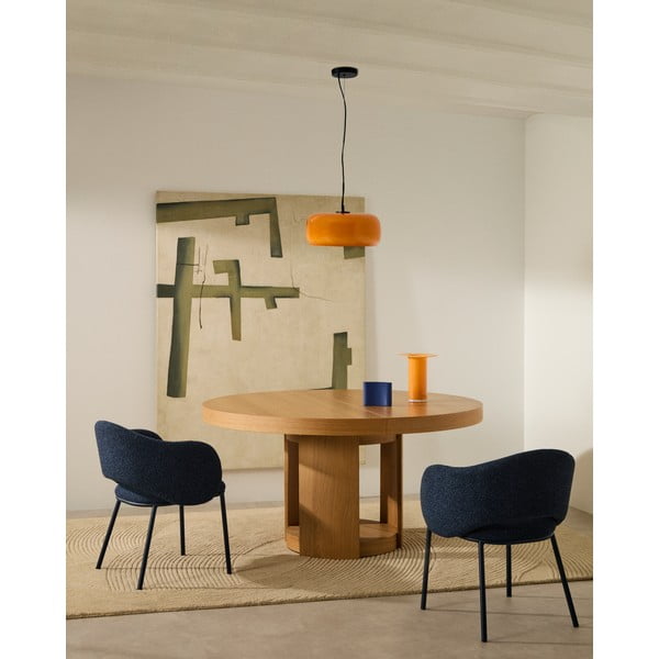 Okrogla raztegljiva jedilna miza z dodatno ploščo v hrastovem dekorju ø 150 cm Artis – Kave Home-image-1