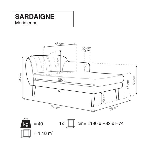 Črn ležalnik Mazzini Sofas Sardaigne-image-4