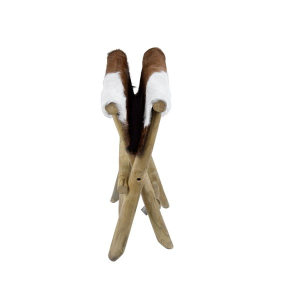 Rjavi stolček iz tikovega lesa Goatskin - Ego Dekor-image-2