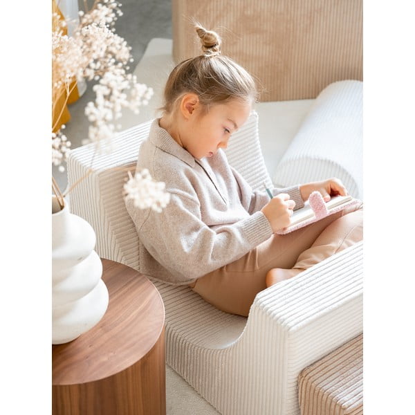 Kremno belo otroško igrišče iz pene iz rebrastega žameta 3 ks višina 37 cm 75x49 cm Rainbow Montessori – Wigiwama-image-1