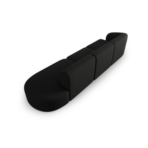 Črna sedežna garnitura iz šenilje levi kot 311 cm Paolo – Milo Casa-image-3