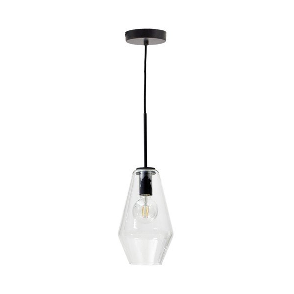 Črna viseča svetilka s steklenim senčilom ø 17 cm Mao – Kave Home