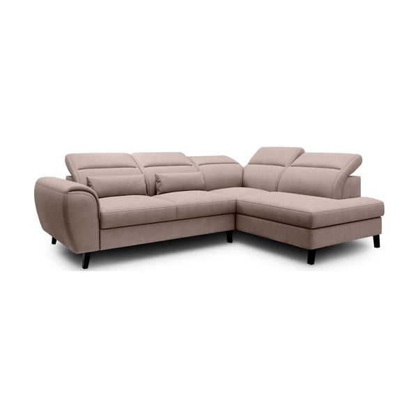 Bež žametna raztegljiva/s prostorom za shranjevanje kotna sedežna garnitura (desni kot/v obliki črke L) Noble – ELTAP-image-2