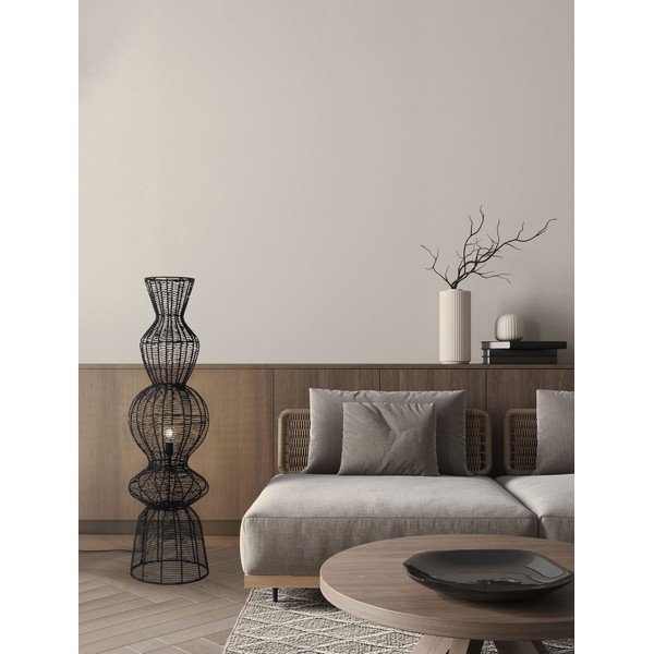 Mat črna stoječa svetilka iz vrvi (višina 136 cm) Breena – Nova Luce-image-1