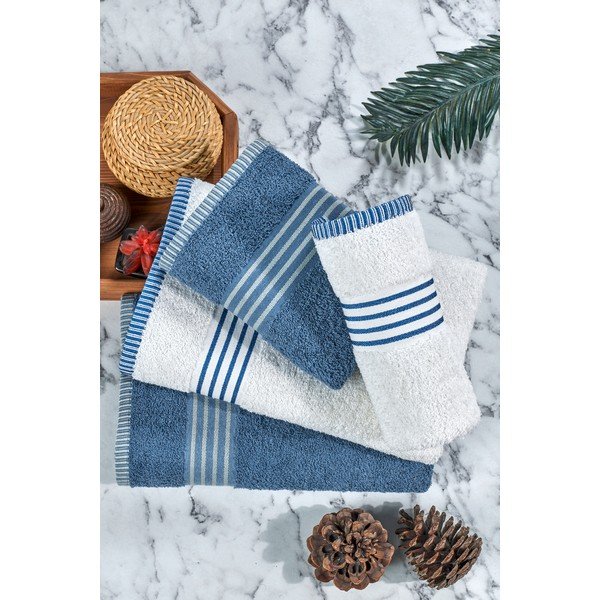Beli/modri bombažni komplet brisač 4 ks – Mila Home-image-4