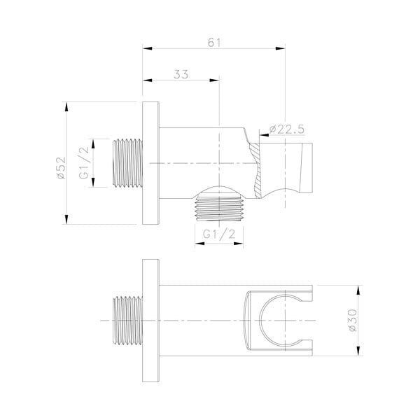 Medeninast del za priključitev tuša v zlati barvi ø 5 cm – Sapho-image-1