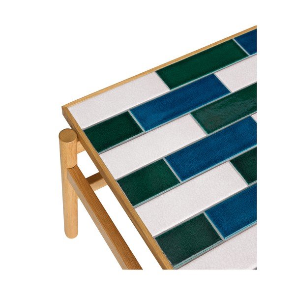 Črno-bela/v naravni barvi klubska mizica v hrastovem dekorju 61x132 cm Motif – Hübsch-image-4
