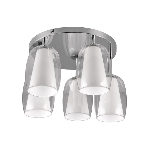 Stropna svetilka v srebrni barvi s steklenim senčnikom ø 14 cm Barret – Trio Select