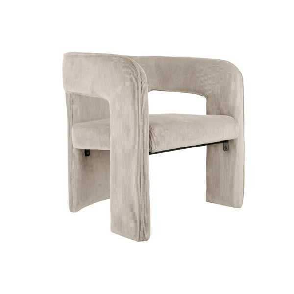 Bež fotelj iz rebrastega žameta Vigor – Leitmotiv