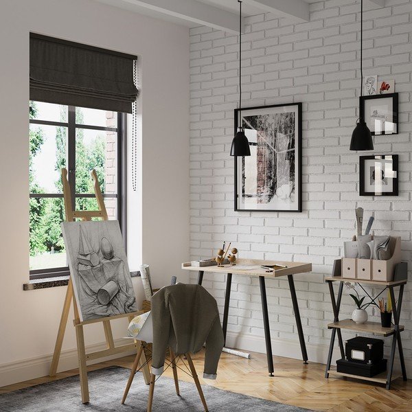 Pisalna miza z mizno ploščo v orehovem dekorju 50x90 cm Fey – Homede-image-1