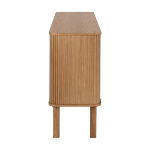 Nizka komoda v hrastovem dekorju z drsnimi vrati v naravni barvi 160x80 cm Langley – Actona-image-3