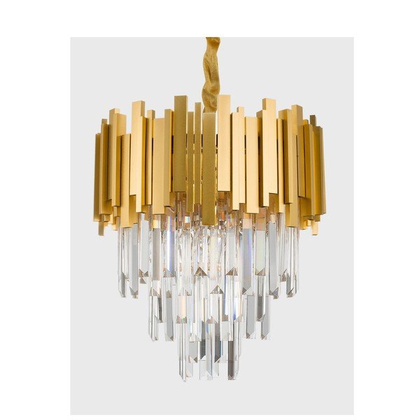 Kovinska viseča svetilka v zlati barvi s kristalnim senčilom ø 40 cm Grane – Nova Luce-image-1