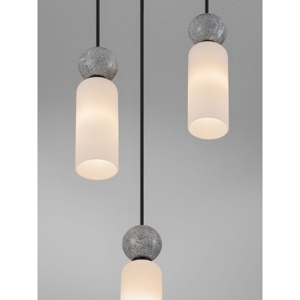 Mat črna lončena viseča svetilka s steklenim senčilom ø 25 cm Filomena – Nova Luce-image-1