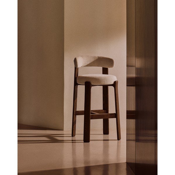 Barski stol iz masivnega jesena v bež in temni naravni barvi (višina sedeža 75 cm) Granite – Kave Home-image-1