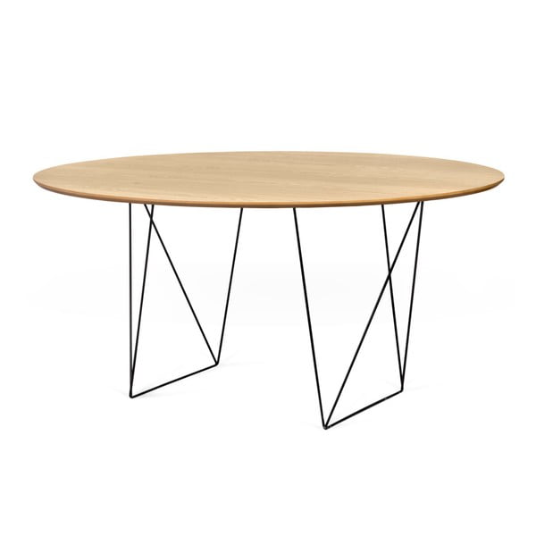 Jedilna miza iz hrastovega lesa s črnim podnožjem Symbiosis Row, ⌀ 150 cm