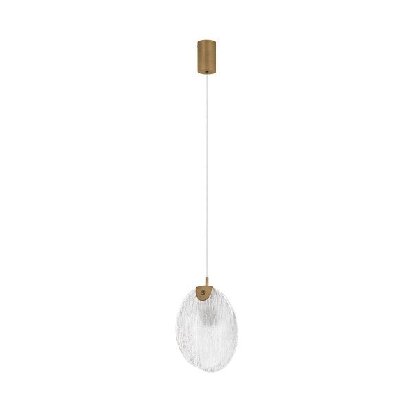 Medeninasta jeklena LED viseča svetilka s steklenim senčilom Shelina – Nova Luce