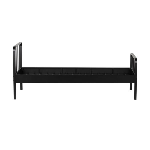 Črna kovinska postelja z letvenim dnom 90x200 cm Mees – WOOOD-image-1