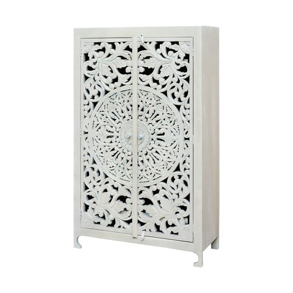 Kremno bela omarica iz masivnega manga 165x40 cm Kalita – Støraa-image-1