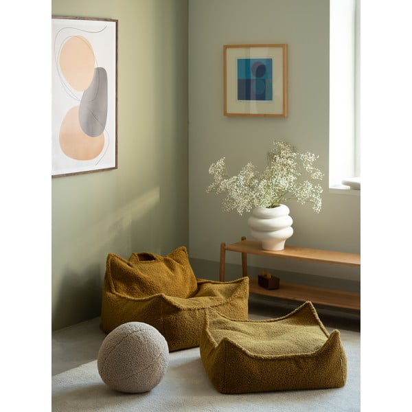 Rjava otroška vreča za sedenje iz tkanine bouclé Chair – Wigiwama-image-3