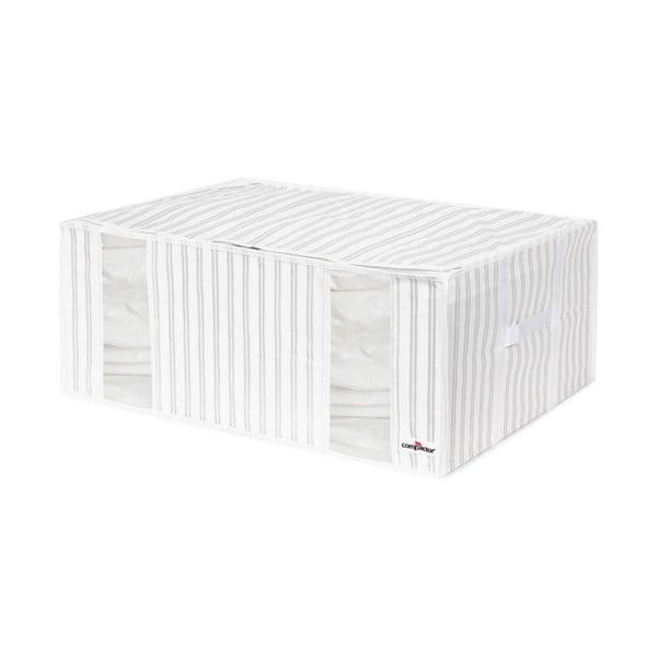Belo-siva škatla za shranjevanje z vakuumsko vrečo Compactor Stripes, širina 50 cm