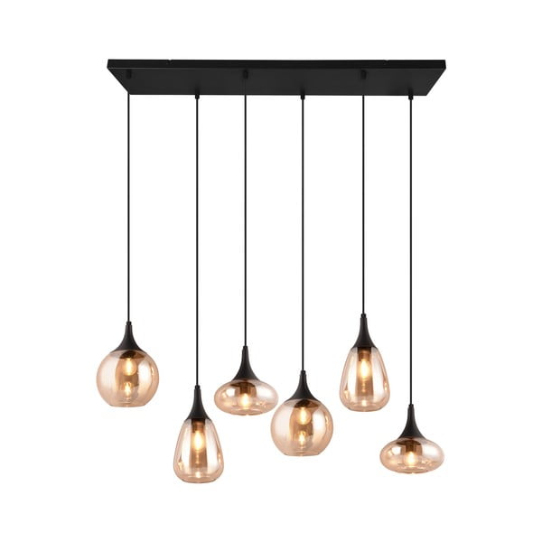 Črna/oranžna viseča svetilka s steklenim senčnikom Lumina – Trio