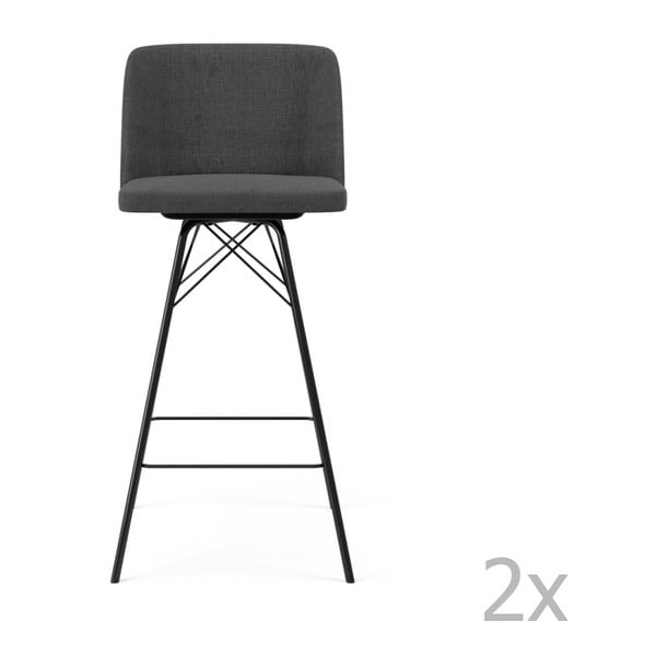Komplet 2 antracitno sivih barskih stolov Tenzo Tom, višina 99 cm