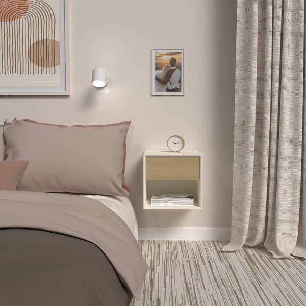 Bela nočna omarica v hrastovem dekorju Alba – Tenzo-image-1