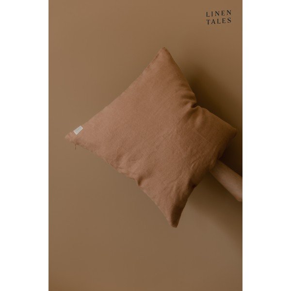 Terakota rjava lanena prevleka za okrasno blazino Linen Tales, 45 x 45 cm-image-1