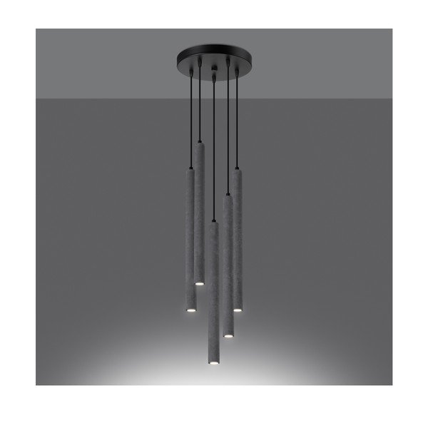 Siva betonska viseča svetilka ø 25 cm Fideus – Sollux-image-4