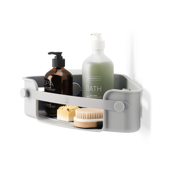 Siva kotna kopalniška polica iz reciklirane plastike z namestitvijo brez vrtanja Flex Adhesive – Umbra-image-3