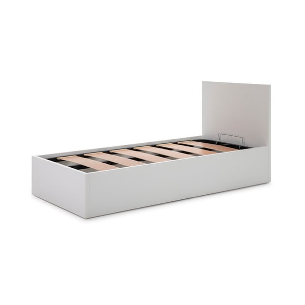 Bela postelja z odlagalnim prostorom in letvenim dnom 90x190 cm Kronos - Marckeric-image-2