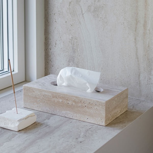 Kamnita škatla za robčke Travertine – Mette Ditmer Denmark-image-1